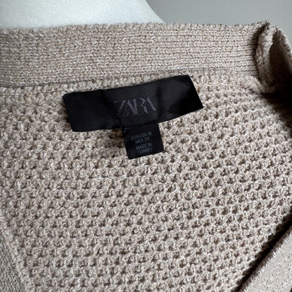 Zara Star Button Knit Women’s Cardigan Short Sleeve Tan Beige Size Medium - Picture 8 of 9